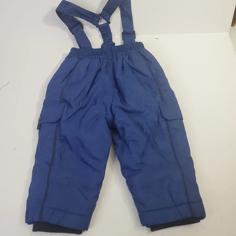 Vintage Gymboree 12-18 Month Blue Fleece Lined Snow Pants Bibs Winter Overalls